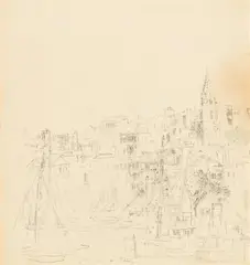 Wilhelm Thöny, Harbour in Sanary-sur-Mer, 1933-36, pencil on paper; unframed