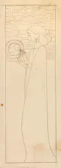 Friedrich König, Sketch for "Fama mit dem Ruhmeskranz, c. 1900, pencil on paper