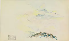 Landscape by Koloman Moser, 1913, coloured chalk on paper; unframed, sold Apr 2022