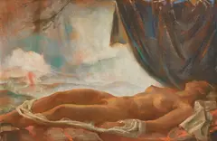 Ernst Nepo, Lying nude, pastel on paper on board