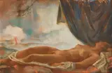 Ernst Nepo, Lying nude, pastel on paper on board