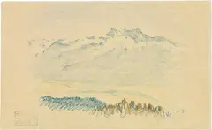 Landscape by Koloman Moser, 1913, coloured chalk on paper, sold Apr 2022