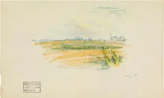 Landscape by Koloman Moser, 1913, coloured chalk on paper; unframed, sold Apr 2022