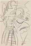 Female violinist by Ernst Ludwig Kirchner, 1937, black chalk on paper, sold Apr 2022