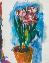Flowers by Herbert Boeckl, c. 1920, watercolour on paper, sold Apr 2022