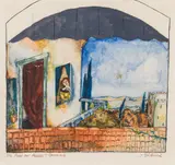 Albert Paris Gütersloh, Die Frau im Fenster" (scenic design for the Burgtheater)