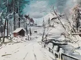 Ernst Huber, Winter landscape, 1943, oil on canvas