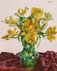 Albert Paris Gütersloh, Tulpen, 1928, oil on canvas on cardboard