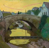 Maria Cyrenius, Bridge in Hennersdorf, c. 1915, oil on canvas on cardboard