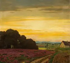 Eduard Kasparides, Evening atmosphere, oil on cardboard