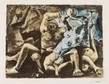 Bacchanale by Pablo Picasso, 1975, Pochoir lithograph on Velin by Arches, partly hand-coloured, sold Apr 2022