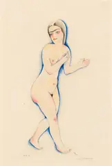 Carry Hauser, Nude, 1923, watercolour and pencil on cadastral paper