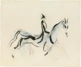 Rider on a horse by Ludwig Heinrich Jungnickel, mixed media on paper; unframed, sold Apr 2022