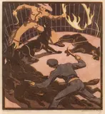 Norbertine Bresslern-Roth, Mixed lot: Two prints, "Der Torero" and "Dressur" from the series "Totentanz, colour linocuts on paper