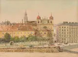 Erwin Pendl, Dominikanerbastei in Vienna, watercolour on paper
