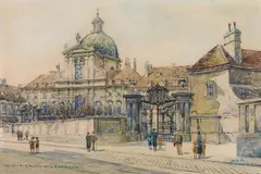 Feri Schwarz, Salesianerkirche in Vienna, watercolour on paper