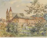 Paul Kaspar, View of the church of the Annunciation in Sternberg/Moravia, 1931, watercolour on paper