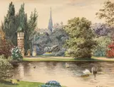 Karl Wenzel Zajicek, City park of Vienna, watercolour on paper