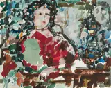 Gustav Hessing, Portrait of a woman, mixed media on paper