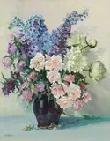Elise Kinzel, Floral still life, oil on cardboard