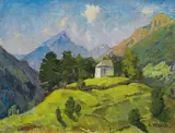Mountain chapel in Tyrol by Karl Felkel, oil on canvas, offered Apr 2022