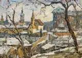 Wilhelm Kaufmann, City in the winter, oil on board