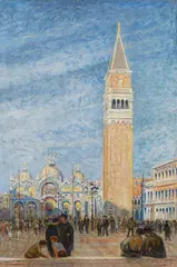 Anton Josef Storch, Piazza San Marco, Venice, 1924, oil on cardboard