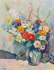 Alfred Buchta, Floral still life, 1937, oil on canvas