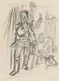 Oskar Kokoschka, The magic shape (The wizard), 1951, chalk lithograph