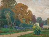 Hans Wilt, Summer idyll in the Mirabell Garden in Salzburg, 1915, tempera on paper