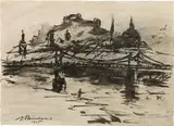 Anton Steinhart, Salzburg, 1945, India ink, washed on paper