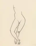 Study of a standing female nude by George Grosz, black chalk on paper, sold Apr 2022