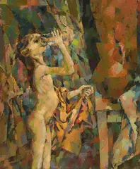 Georg Kalmar, Madeleine drinking, 1954, oil on canvas on cardboard