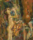 Georg Kalmar, Madeleine drinking, 1954, oil on canvas on cardboard