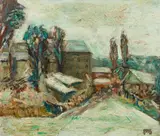 August Rieger, Suburb in the winter, 1924, oil on canvas