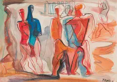 Pravoslav Kotík, Figural scene, 1931, mixed media on paper
