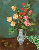 Anton Vorauer, Still life with roses, oil on canvas