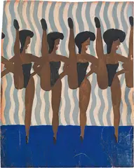 Franz West, 4 Dancers, watercolour on paper; framed