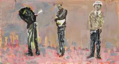 Franz West, Manhattan, 1988, collage, oil on cardboard; framed
