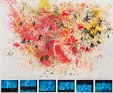 Rudolf Polanszky, Wälz- und Rollbild, 1984, mixed media on paper and photos on plate; framed