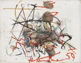 Hans Staudacher, Untitled, 1959, oil on jute; framed