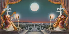 Ludwig Schwarzer, Blick vom Oberen Belvedere, 1981, oil on panel; framed