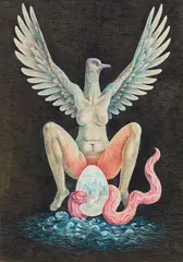 Peter Proksch, Das Weltei, 1970, mixed media on paper; framed