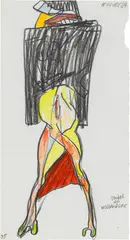 Kurt Hüpfner, Strobel am Wol(f)gangsee, 1984, chalk, pencil and watercolour on paper; framed