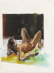 Martin Schnur, Lying nude, 2011, mixed media on paper; framed
