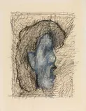Adolf Frohner, Head, 1974, mixed media on paper; framed