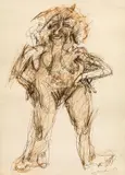 Adolf Frohner, Nude, 1983, mixed media on paper; framed
