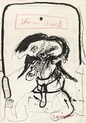 Johann Strauß by Franz Ringel, c. 1970, India ink on paper; framed, sold Apr 2022