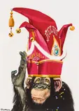 Erich Sokol, Monkey, mixed media on paper; framed