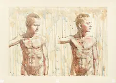 Reimo Wukounig, Der verwirrte Zögling II, 1976, mixed media on paper; framed